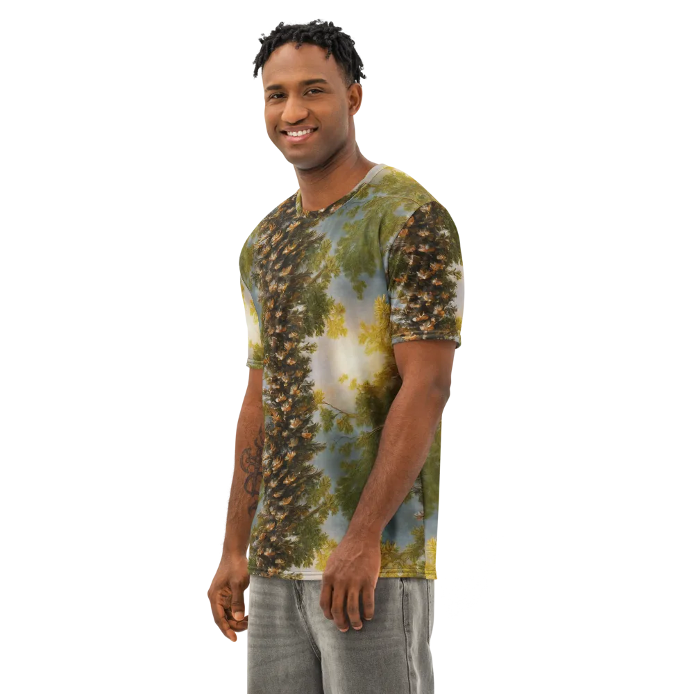 Golden Conifer on Men's Cotton Crew Neck T-Shirt — Left Front