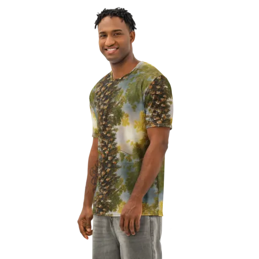 Golden Conifer on a Men's Cotton Crew Neck T-Shirt