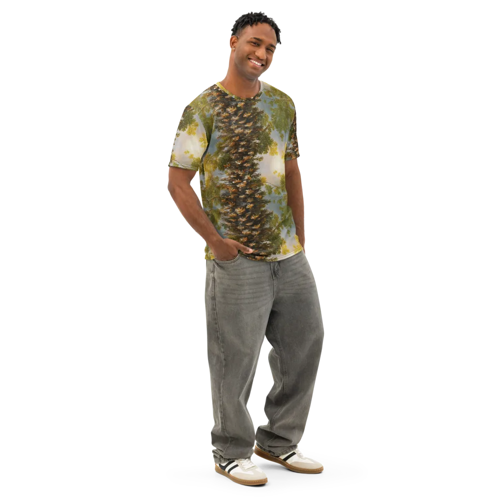 Golden Conifer on Men's Cotton Crew Neck T-Shirt — Right Front