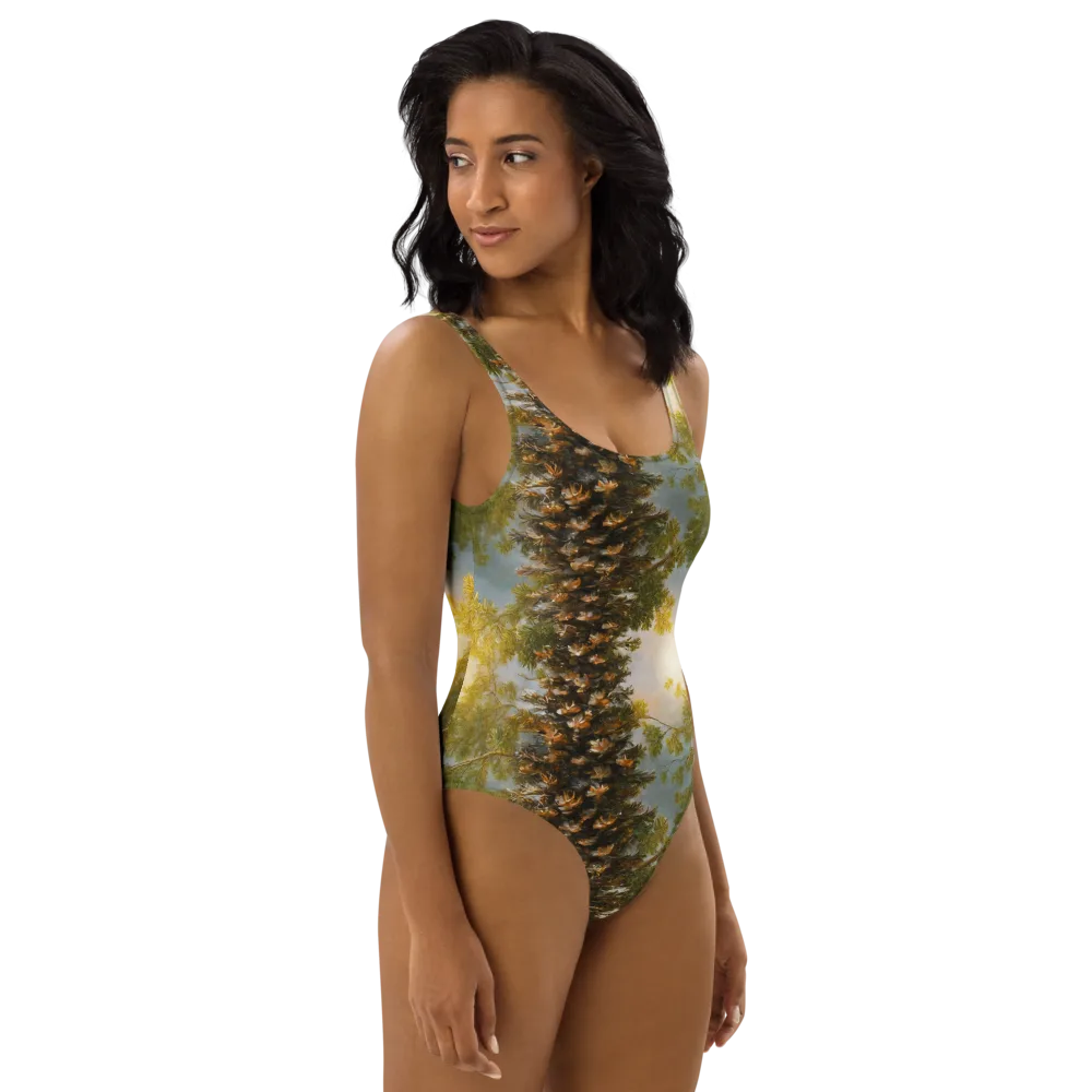 Golden Conifer on One-Piece Swimsuit — Right