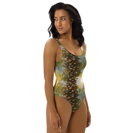 Golden Conifer on a One-Piece Swimsuit