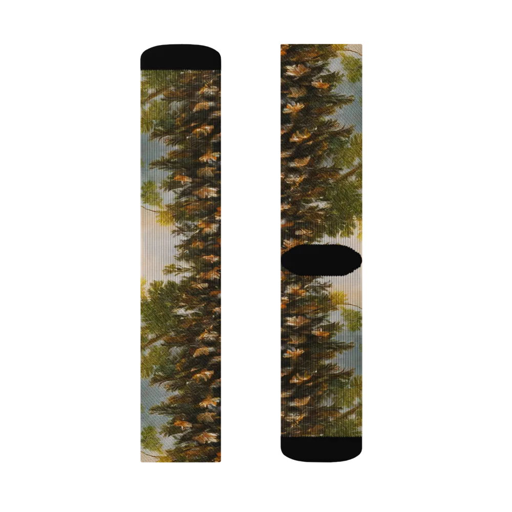 Golden Conifer on Socks — Left Sock
