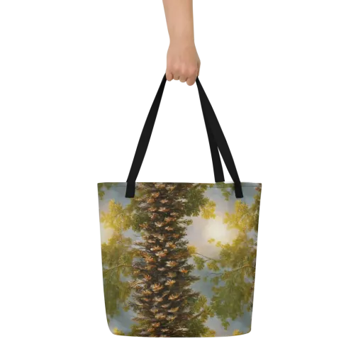 Golden Conifer on a Large Tote Bag W/ Pocket