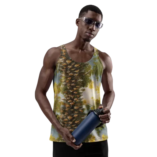 Golden Conifer on a Men's Tank Top