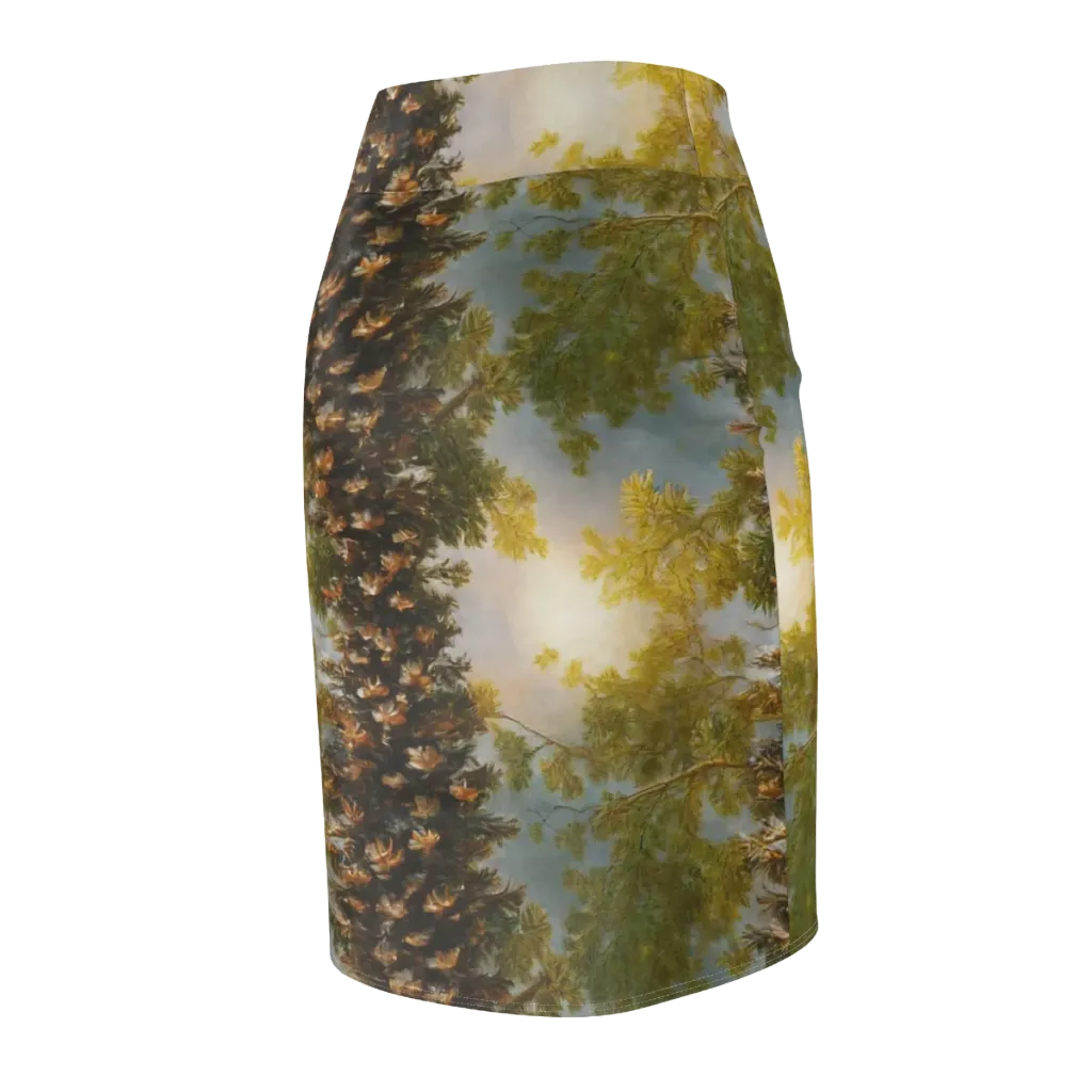 Golden Conifer on Pencil Skirt — Back Side