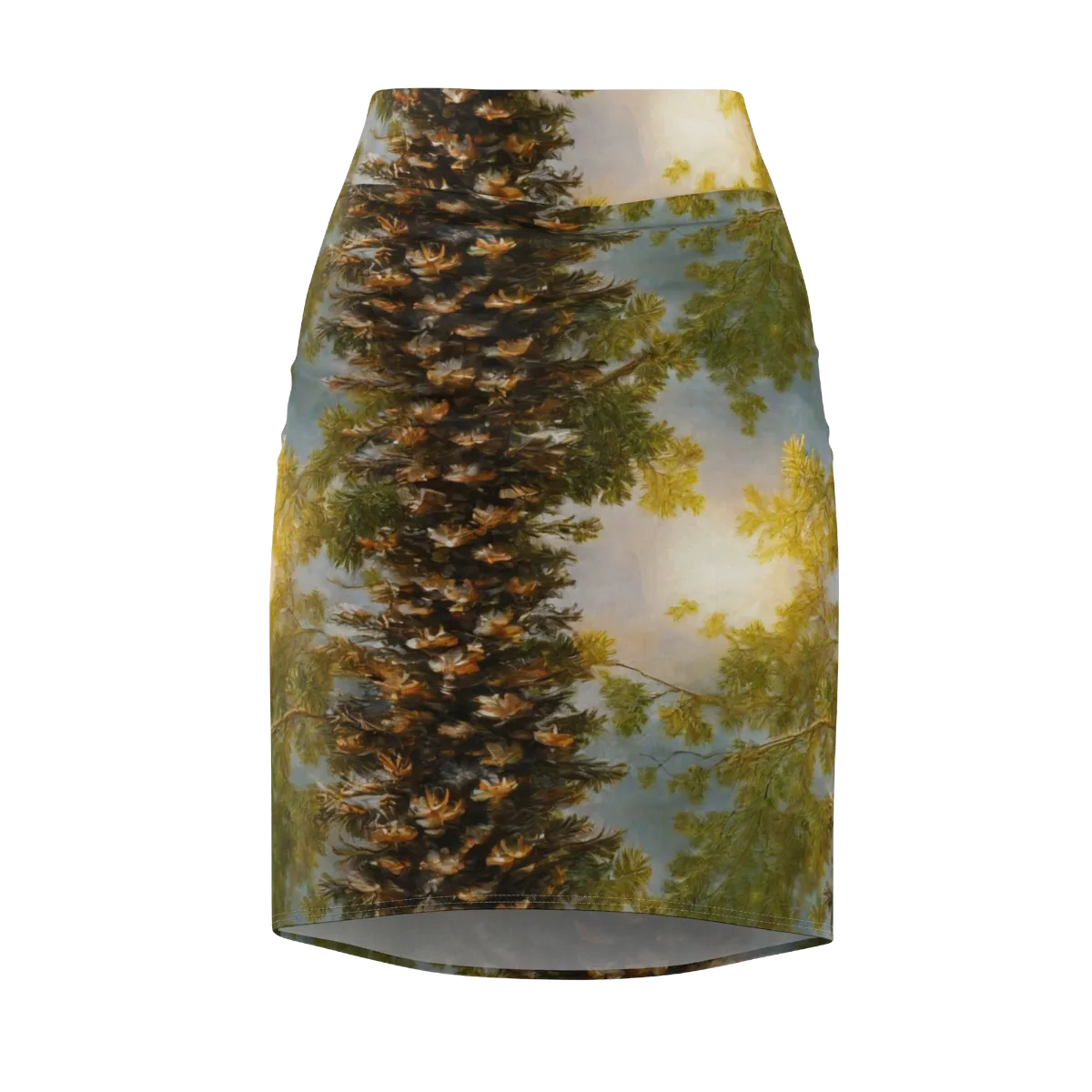 Golden Conifer on Pencil Skirt — Front