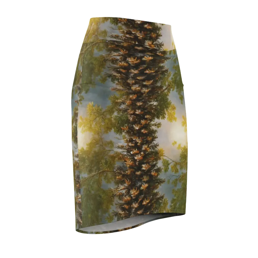 Golden Conifer on Pencil Skirt — Front Side