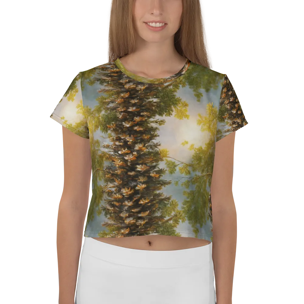 Golden Conifer on Crop Tee — Front