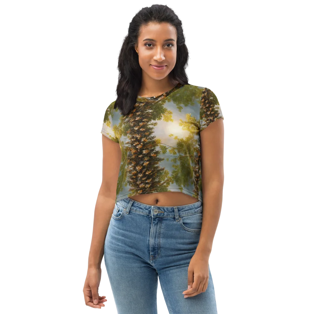 Golden Conifer on Crop Tee — Front