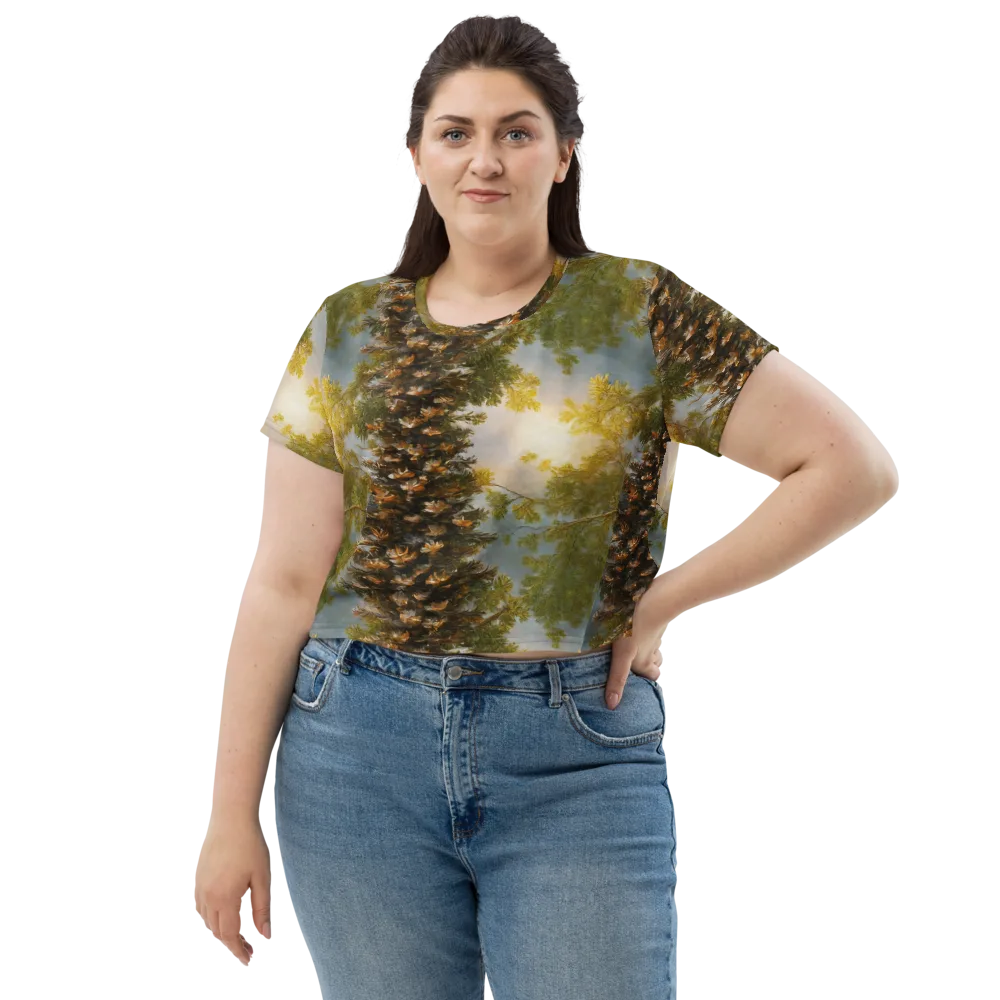 Golden Conifer on Crop Tee — Front