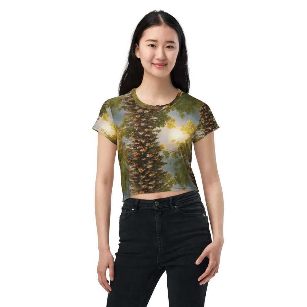 Golden Conifer on Crop Tee — Front