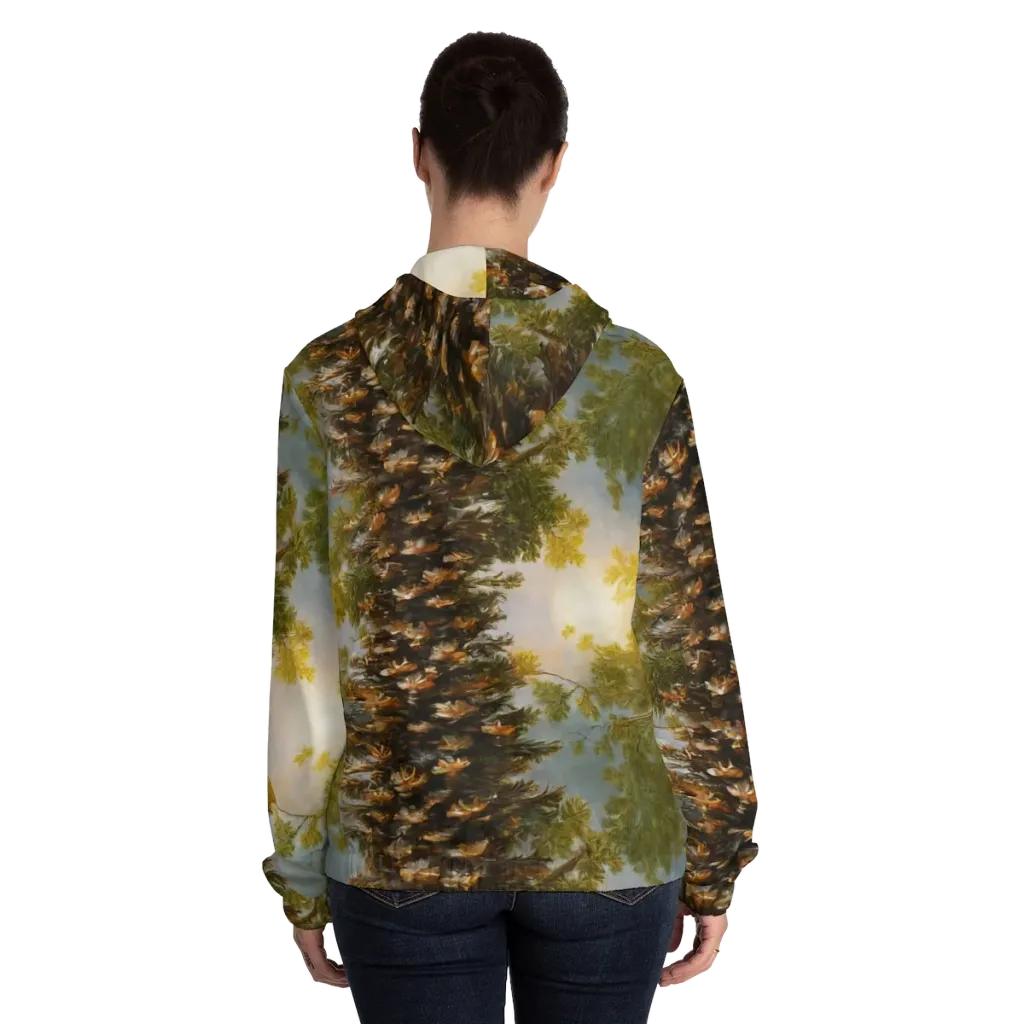 Golden Conifer on Women's Full-Zip Hoodie — Back On Person