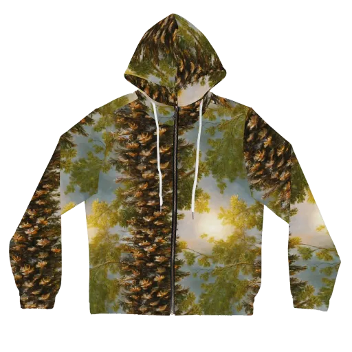 Golden Conifer on a Women's Full-Zip Hoodie