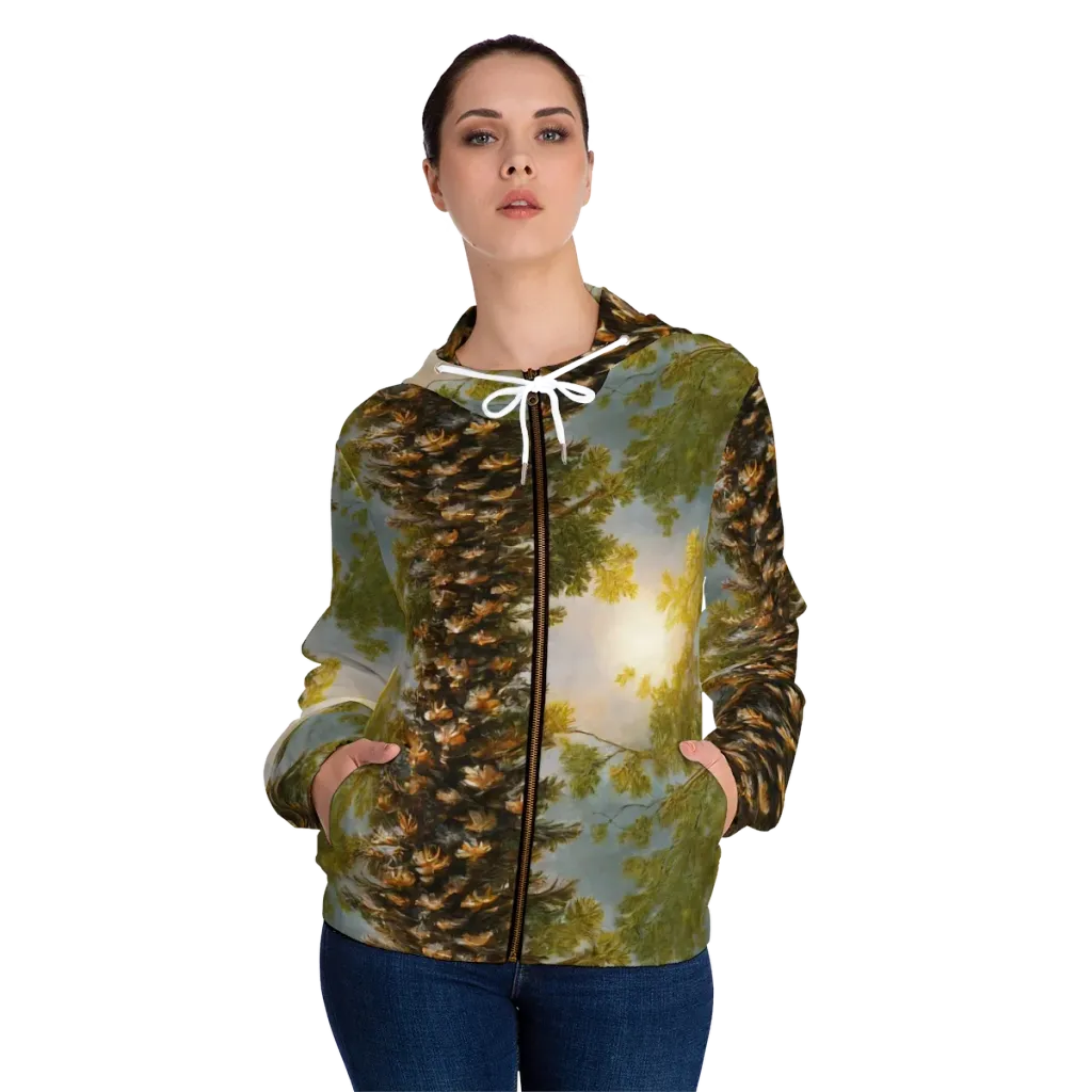 Golden Conifer on Women's Full-Zip Hoodie — Front On Person