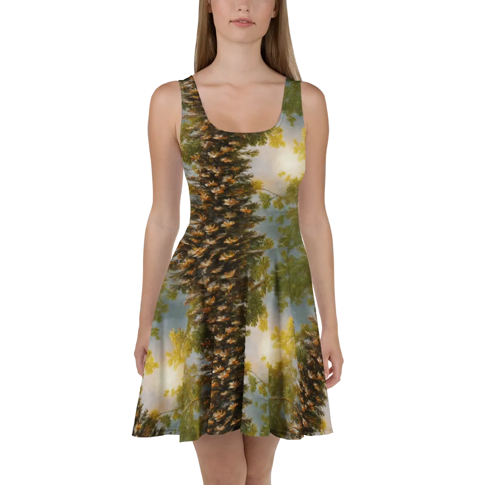 Golden Conifer on Skater Dress — Front