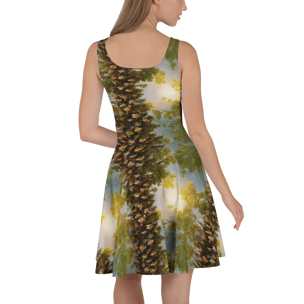 Golden Conifer on Skater Dress — Back