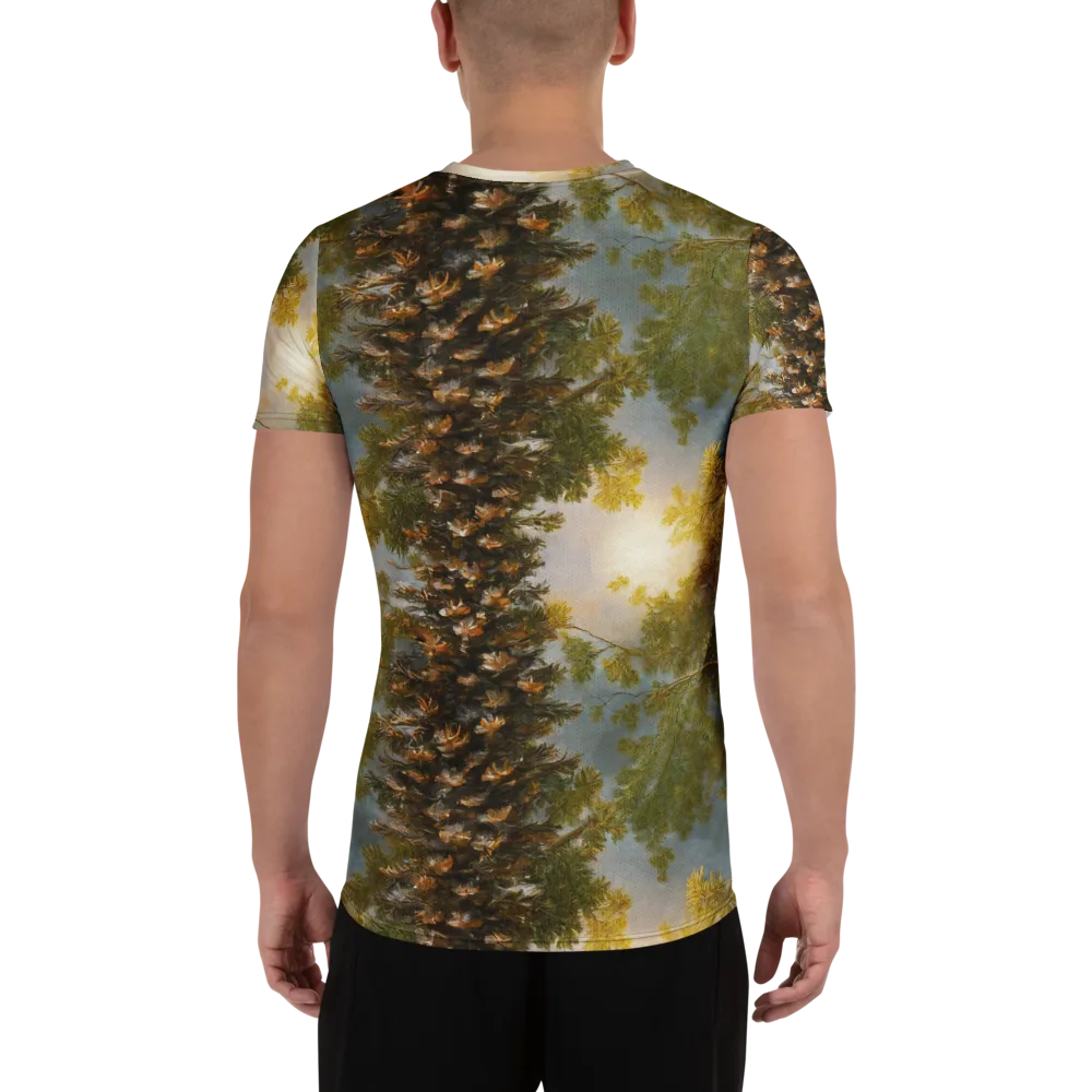 Golden Conifer on Men's Athletic T-Shirt — Back