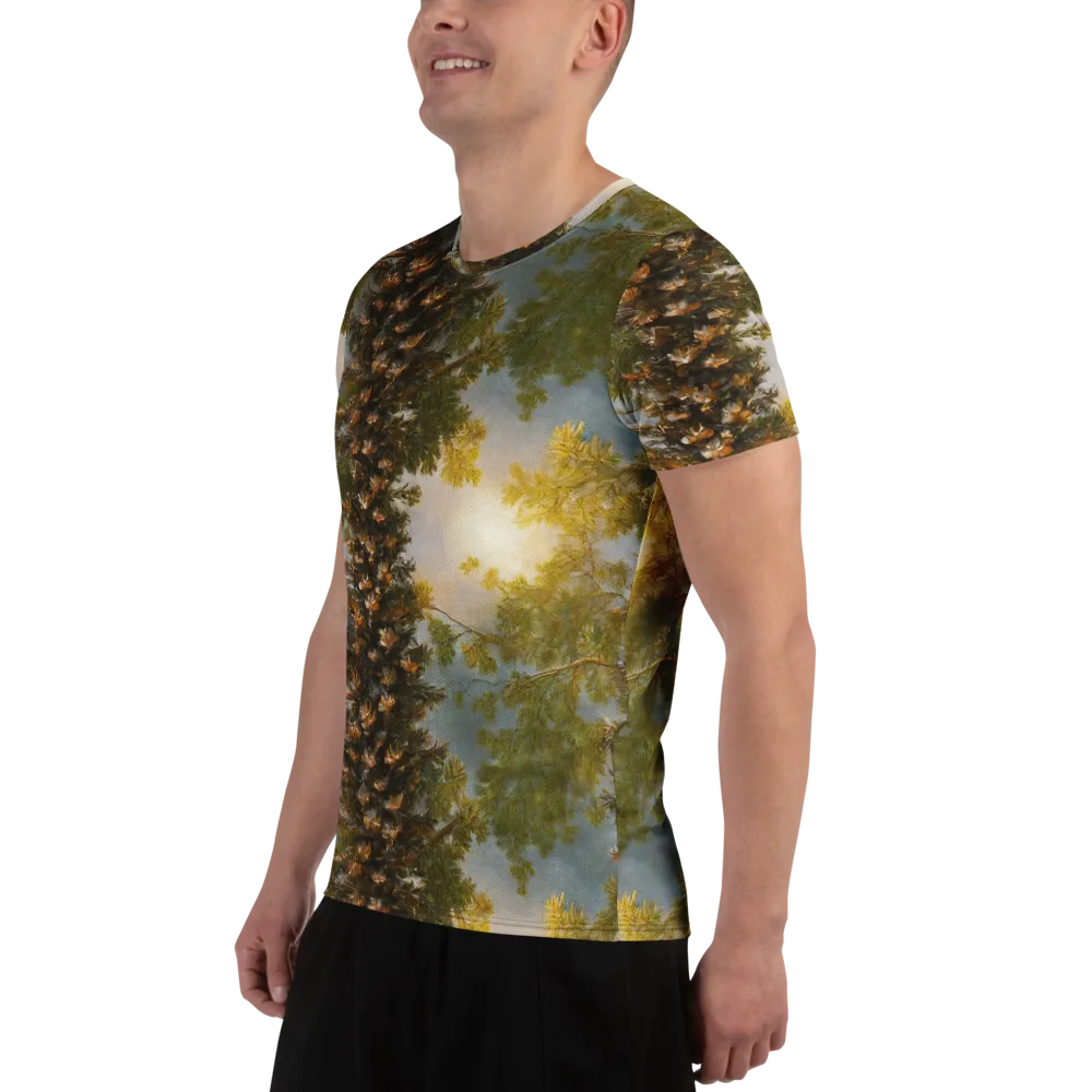 Golden Conifer on Men's Athletic T-Shirt — Left