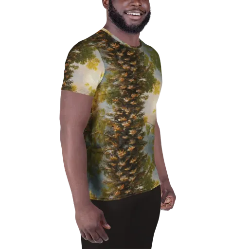 Golden Conifer on a Men's Athletic T-Shirt