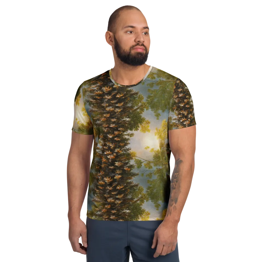 Golden Conifer on Men's Athletic T-Shirt — Front