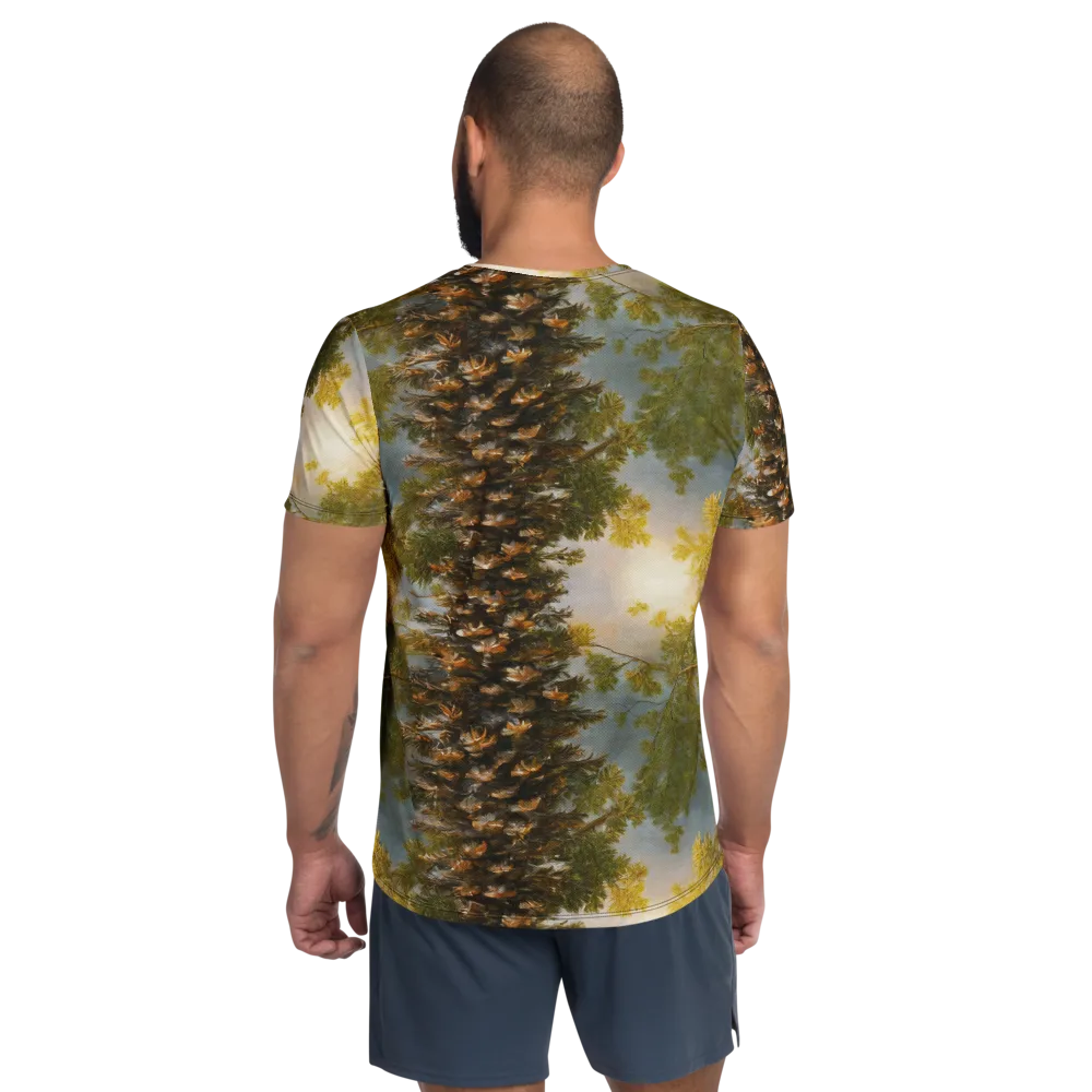 Golden Conifer on Men's Athletic T-Shirt — Back