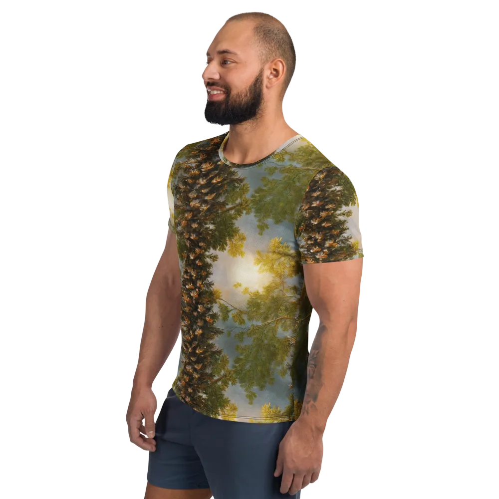 Golden Conifer on Men's Athletic T-Shirt — Left