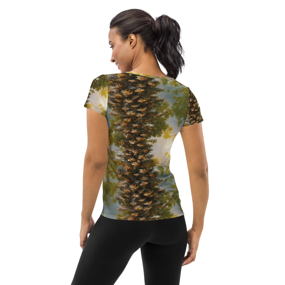 Golden Conifer on Women's Athletic T-Shirt — Back