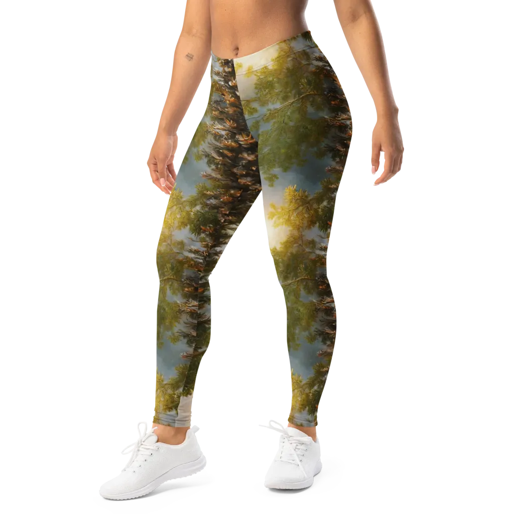 Golden Conifer on Leggings — Left Front