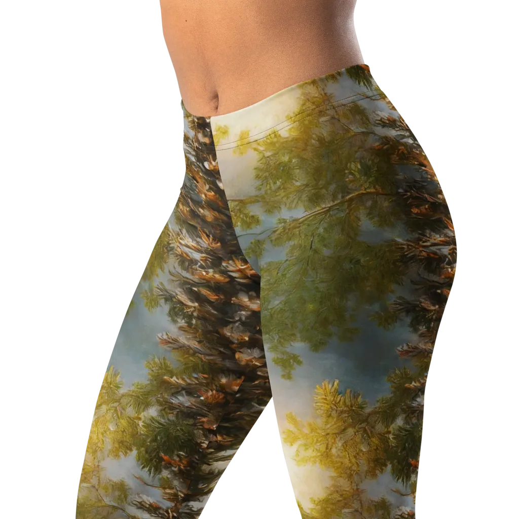 Golden Conifer on Leggings — Left Front