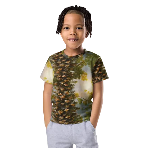 Golden Conifer on a Kids Crew Neck T-Shirt