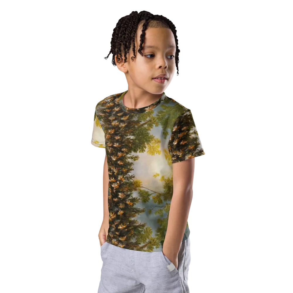 Golden Conifer on Kids Crew Neck T-Shirt — Left Front