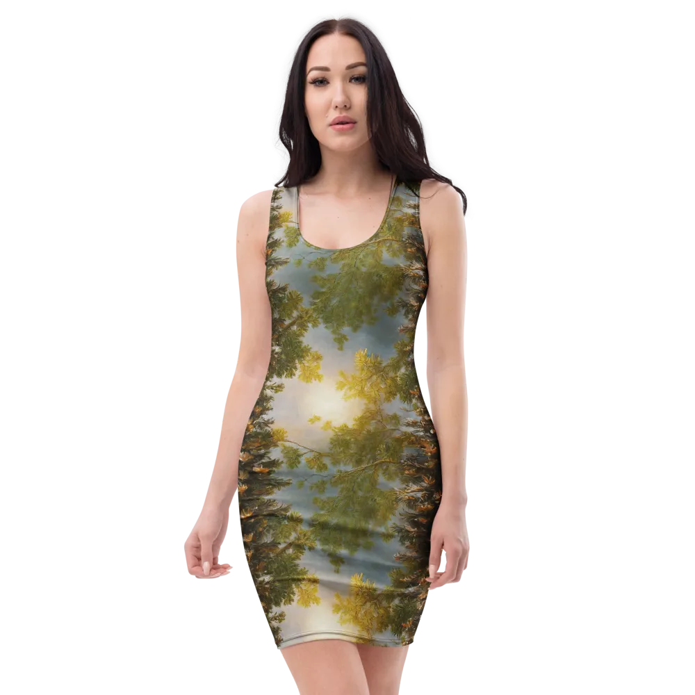 Golden Conifer on Bodycon Dress — Front