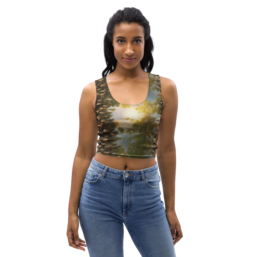 Golden Conifer on Crop Top — Front