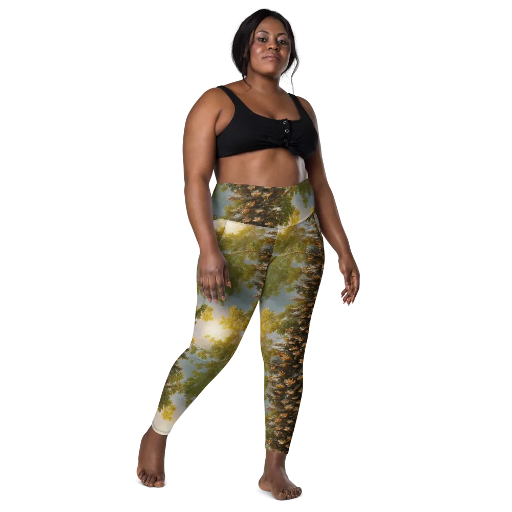 Golden Conifer on Leggings with Pockets — Front
