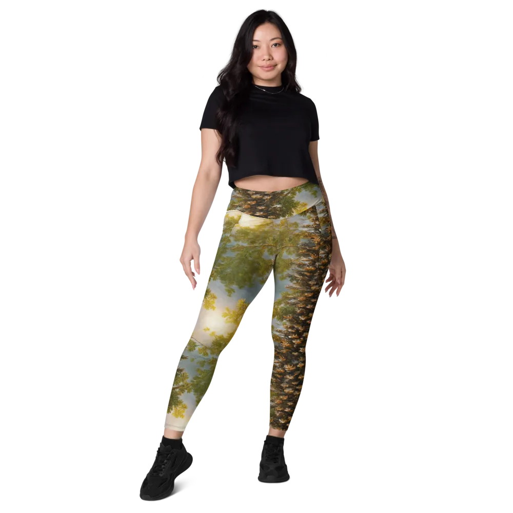 Golden Conifer on Leggings with Pockets — Front