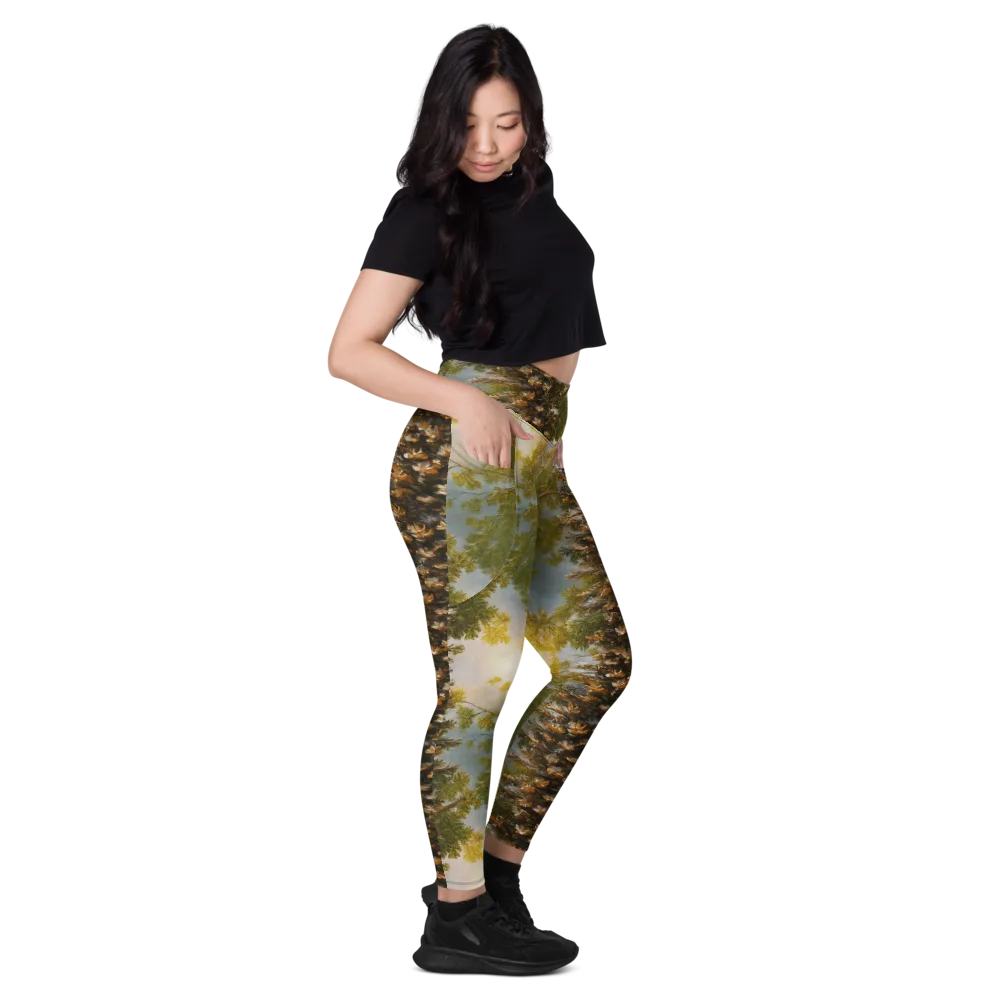 Golden Conifer on Leggings with Pockets — Right