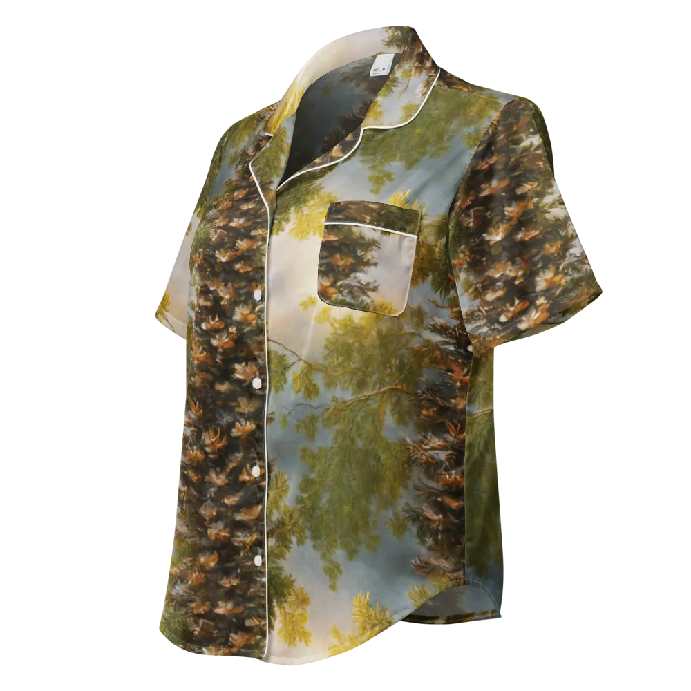 Golden Conifer on Women's Short Sleeve Pajama Top — Left Front