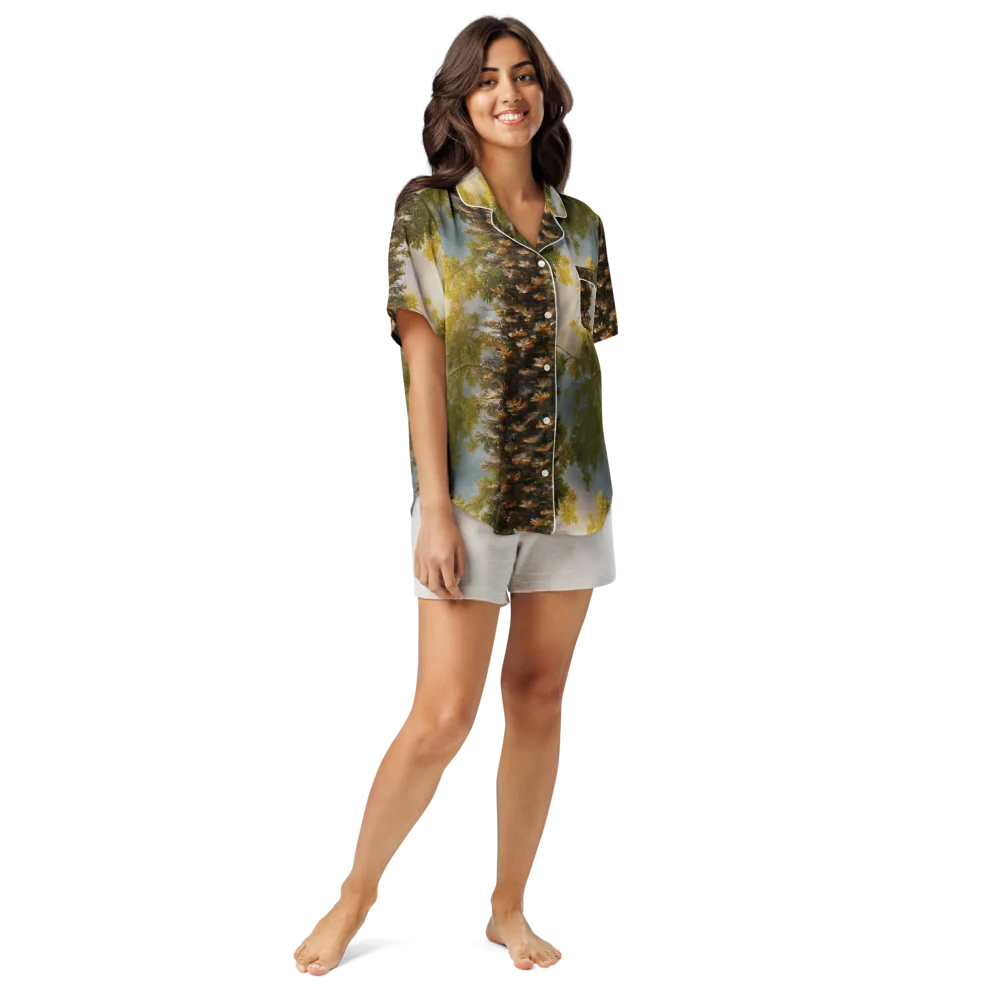 Golden Conifer on Women's Short Sleeve Pajama Top — Front