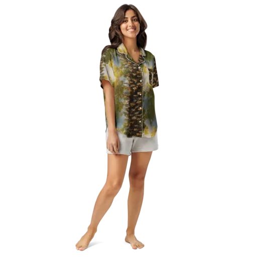 Golden Conifer on a Women's Short Sleeve Pajama Top