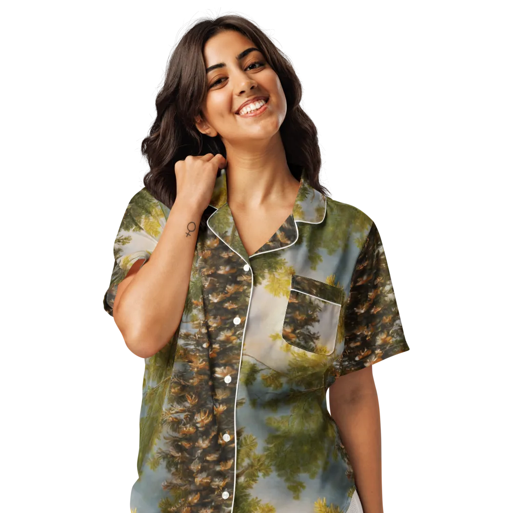 Golden Conifer on Women's Short Sleeve Pajama Top — Front