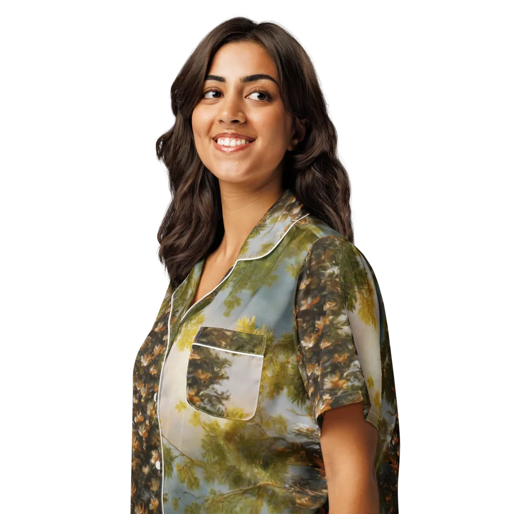 Golden Conifer on Women's Short Sleeve Pajama Top — Left Front