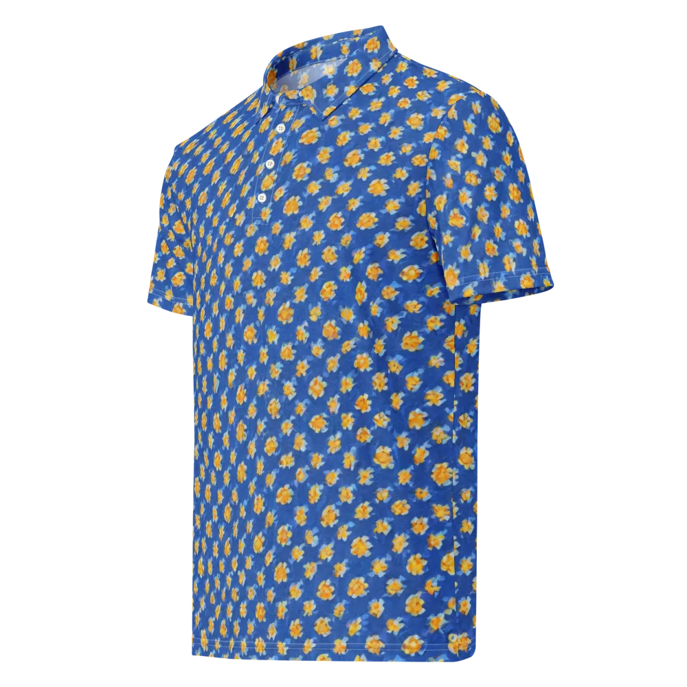 Cobalt Marigold on Men's Slim Fit Polo Shirt — Left Front
