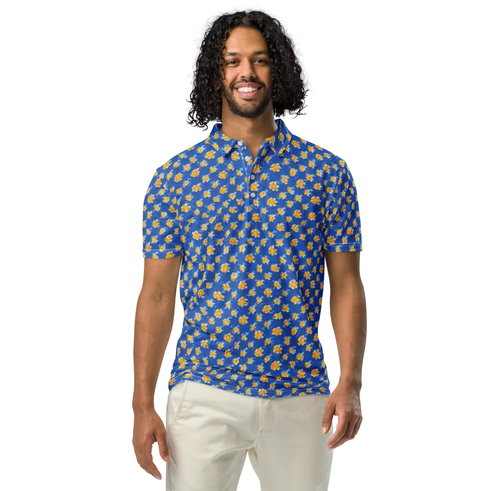 Cobalt Marigold on Men's Slim Fit Polo Shirt — Front