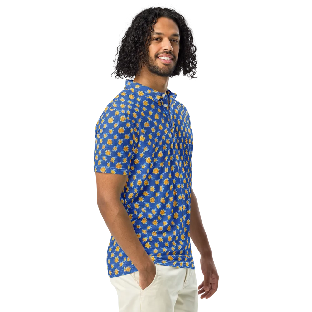 Cobalt Marigold on Men's Slim Fit Polo Shirt — Right Front