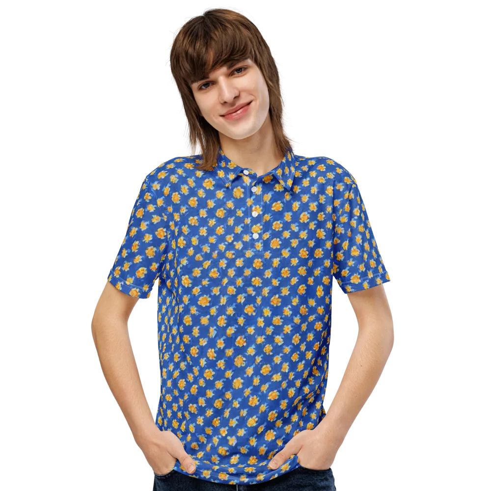 Cobalt Marigold on Men's Slim Fit Polo Shirt — Front