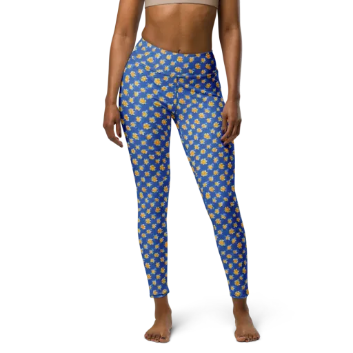 Cobalt Marigold on a Yoga Leggings