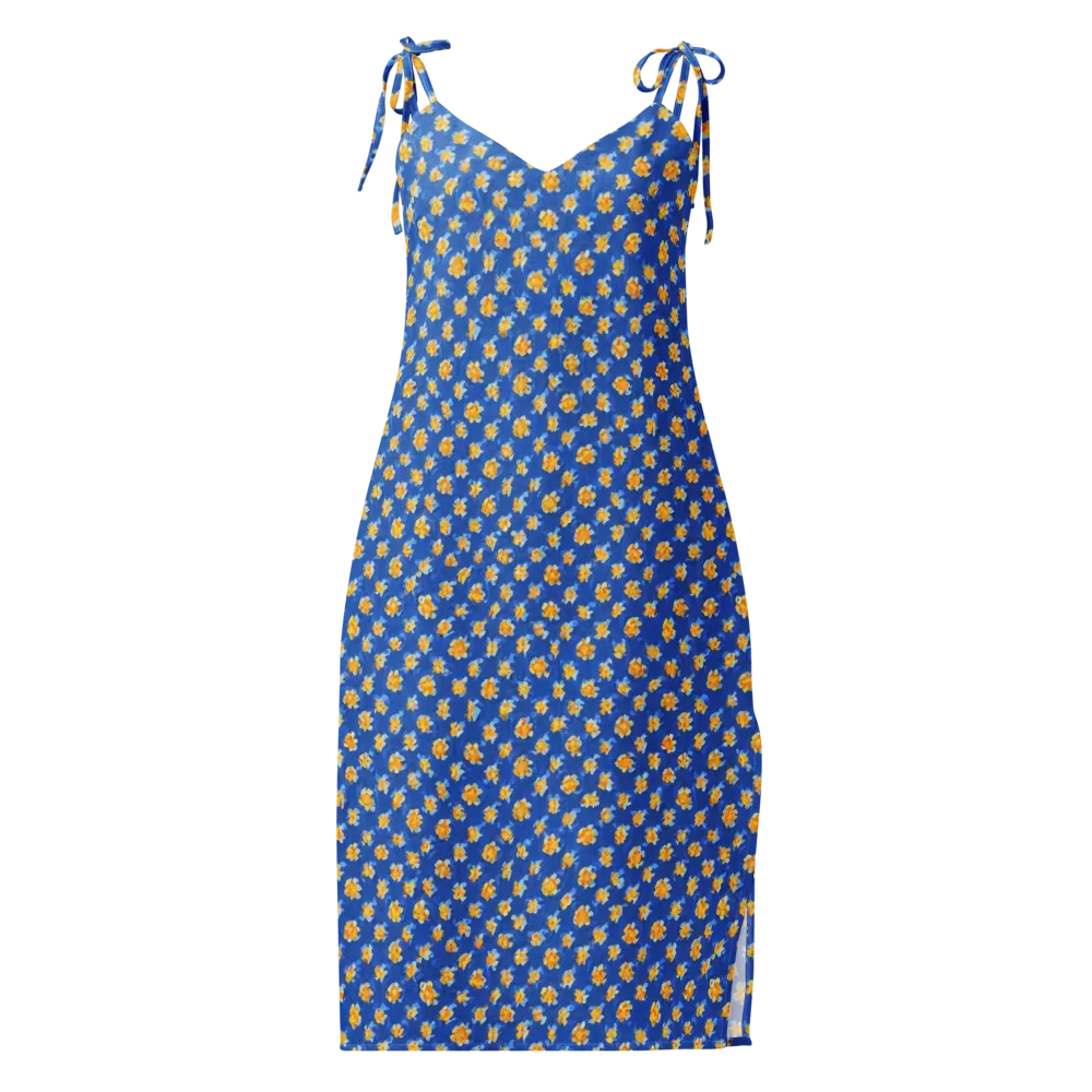 Cobalt Marigold on Slip Dress — Front