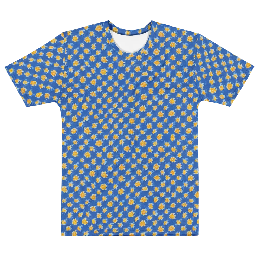 Cobalt Marigold on Men's Cotton Crew Neck T-Shirt — Front