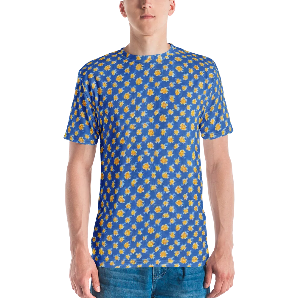 Cobalt Marigold on Men's Crew Neck T-Shirt — Front