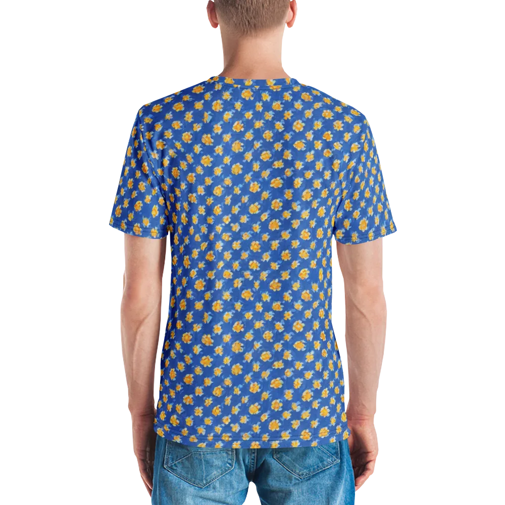 Cobalt Marigold on Men's Crew Neck T-Shirt — Back